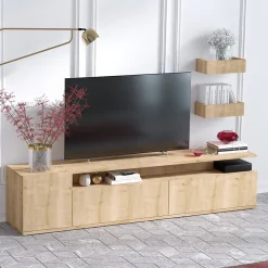 Meuble TV décor chêne L180 cm - ALIKA