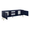 Meuble TV design AZUREA 2 portes & 2 niches Bleu profond 156x55x41 cm
