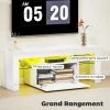 Meuble TV design blanc laqué LED réglable - 2 étagères verre trempé, niche, porte - dim. 120 x 34 x 45 cm
