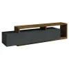 Meuble TV design 220cm collection BERGAME. Coloris gris et chene foncé.