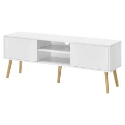 Meuble tv design support tele banc pvc beige Helloshop26