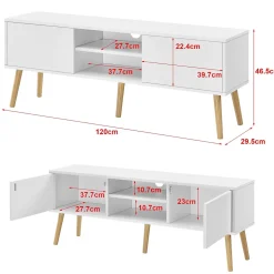 Meuble tv design support tele banc pvc beige Helloshop26