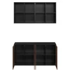 Meuble TV effet noyer et noir 4 portes avec étagère suspendue GoodHome Atomia H. 150 x L. 150 x P. 35 cm