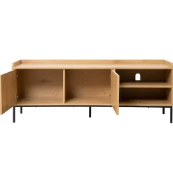 Meuble TV en acier et MDF décor mélaminé 150 cm beige Oviala