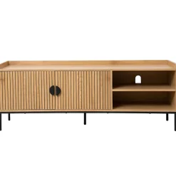 Meuble TV en acier et MDF décor mélaminé 150 cm beige Oviala