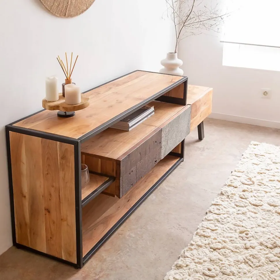 Meuble TV en bois d'acacia Ernest