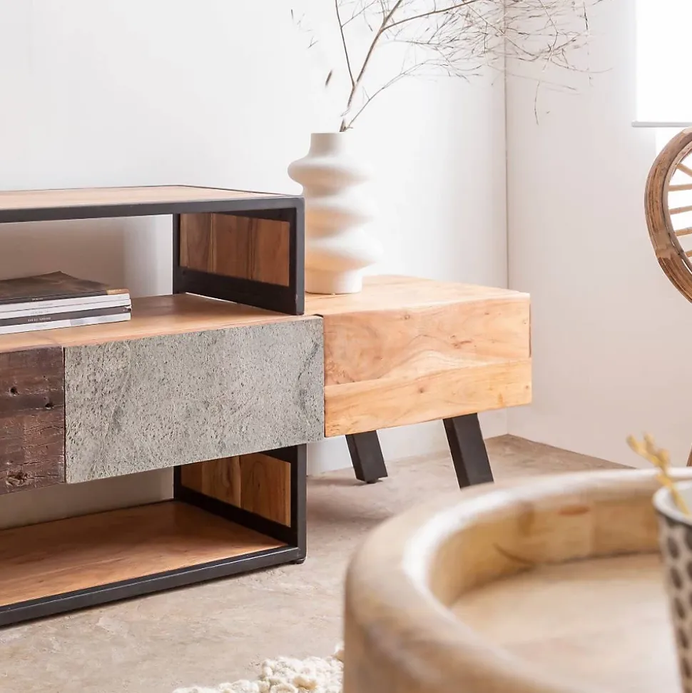 Meuble TV en bois d'acacia Ernest
