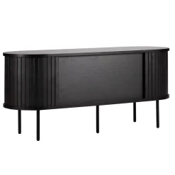 Meuble TV en mélaminé et acier 120 cm noir Oviala