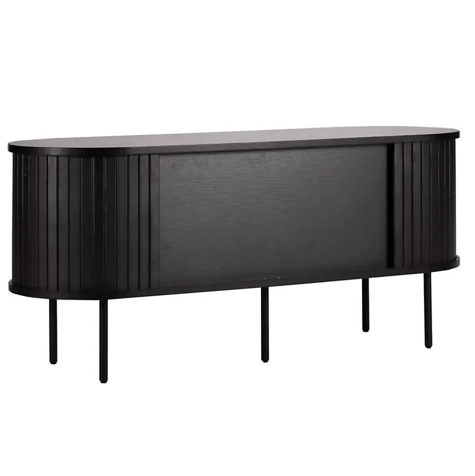 Meuble TV en mélaminé et acier 120 cm noir Oviala