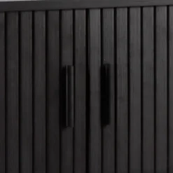 Meuble TV en mélaminé et acier 120 cm noir Oviala
