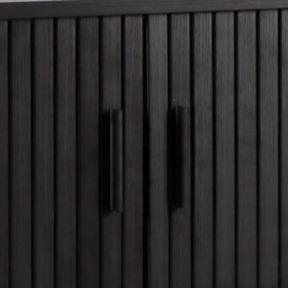 Meuble TV en mélaminé et acier 120 cm noir Oviala