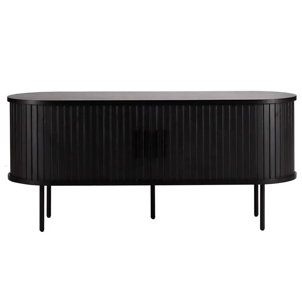 Meuble TV en mélaminé et acier 120 cm noir Oviala