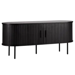 Meuble TV en mélaminé et acier 120 cm noir Oviala