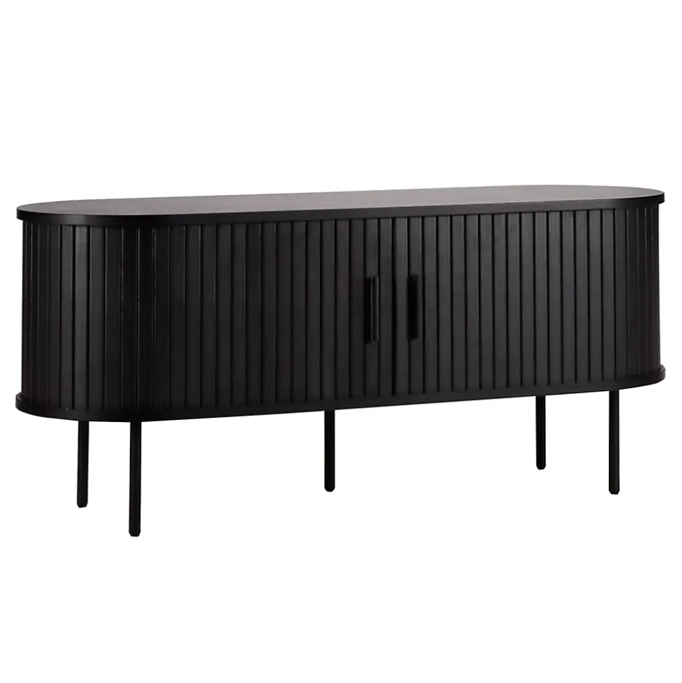 Meuble TV en mélaminé et acier 120 cm noir Oviala