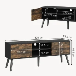 Meuble TV Eskilstuna 120 x 30 x 47 cm Noir Bois Foncé en.casa