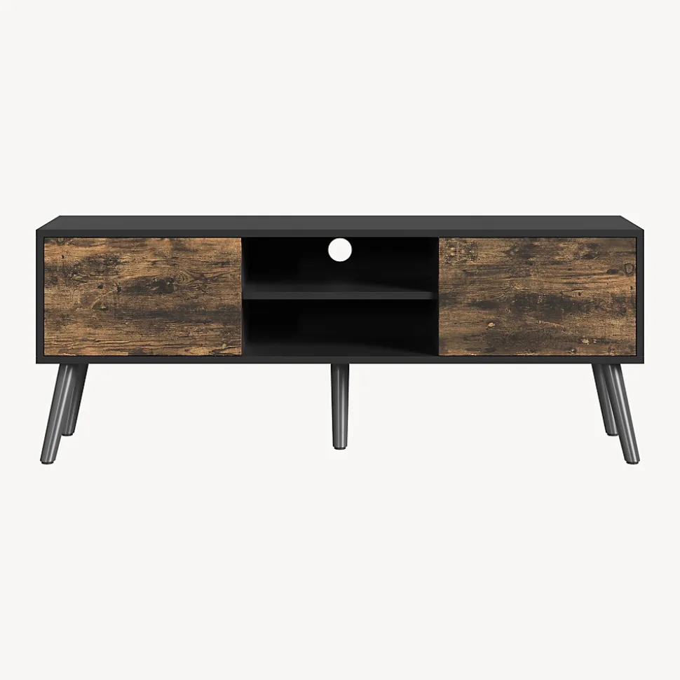 Meuble TV Eskilstuna 120 x 30 x 47 cm Noir Bois Foncé en.casa