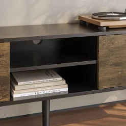 Meuble TV Eskilstuna 120 x 30 x 47 cm Noir Bois Foncé en.casa