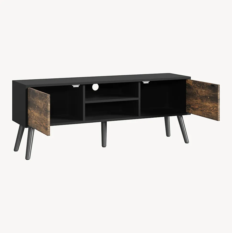 Meuble TV Eskilstuna 120 x 30 x 47 cm Noir Bois Foncé en.casa