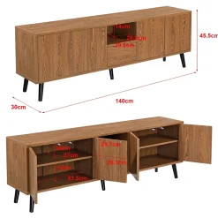 Meuble TV Hedemora 140 x 30 x 46 cm Effet Bois Foncé en.casa