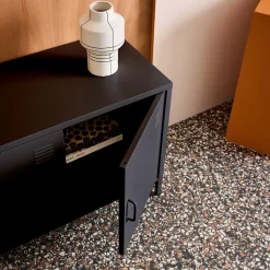 Meuble TV industriel métal noir 3 portes 120cm - Alabama
