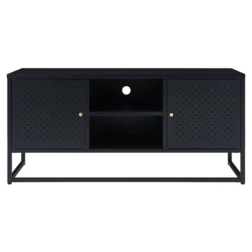 Meuble TV Janakkala acier 120 x 40 x 55 cm noir en.casa