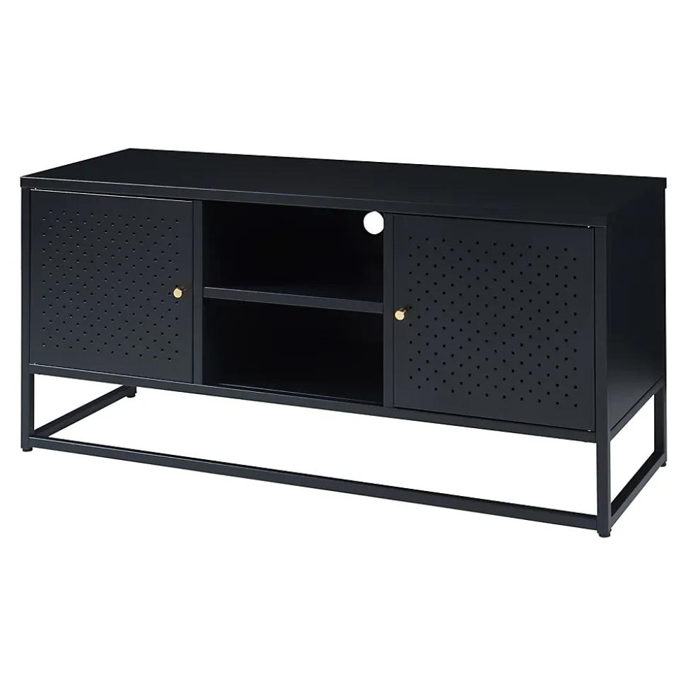 Meuble TV Janakkala acier 120 x 40 x 55 cm noir en.casa