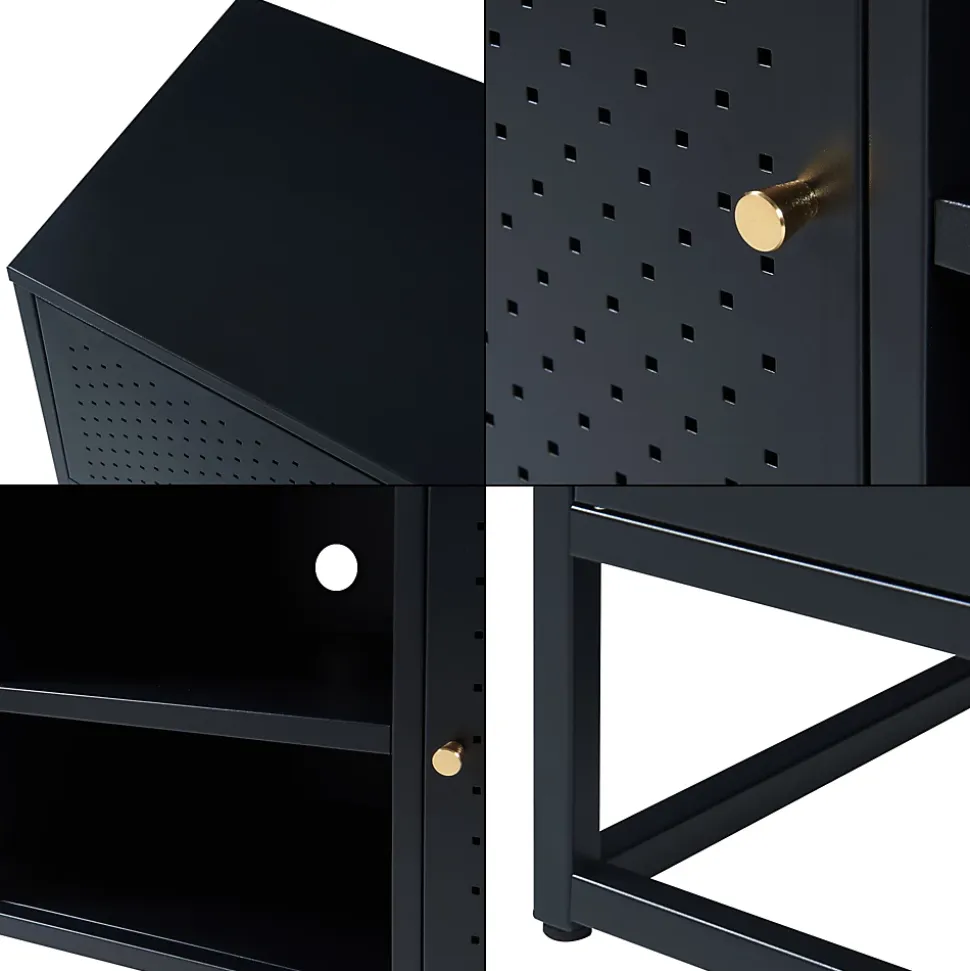 Meuble TV Janakkala acier 120 x 40 x 55 cm noir en.casa