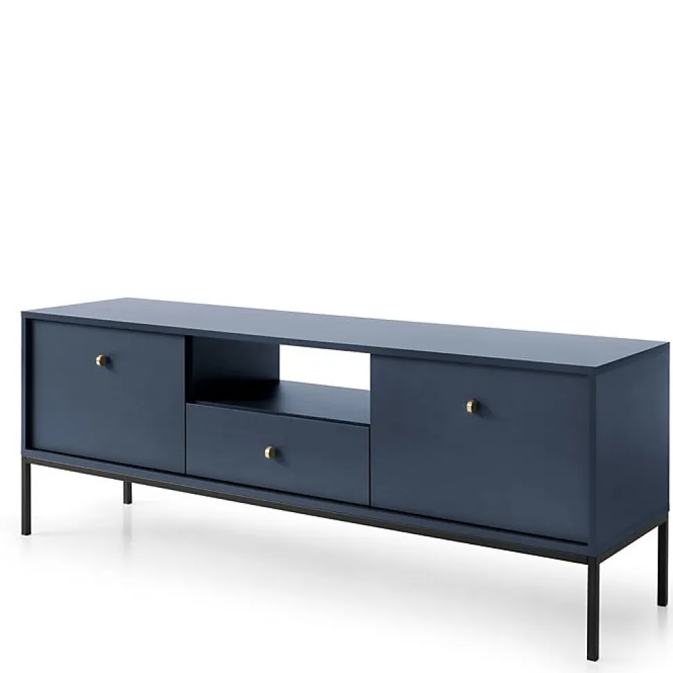 Meuble TV Komodee MONCTON RTV1 Poignées en métal Bleu marine Bleu marine 39 x 154 x 56 cm