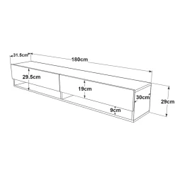 Meuble TV Laitila à 2 portes 29,5 x 180 x 31,5 cm effet bois de pin en.casa
