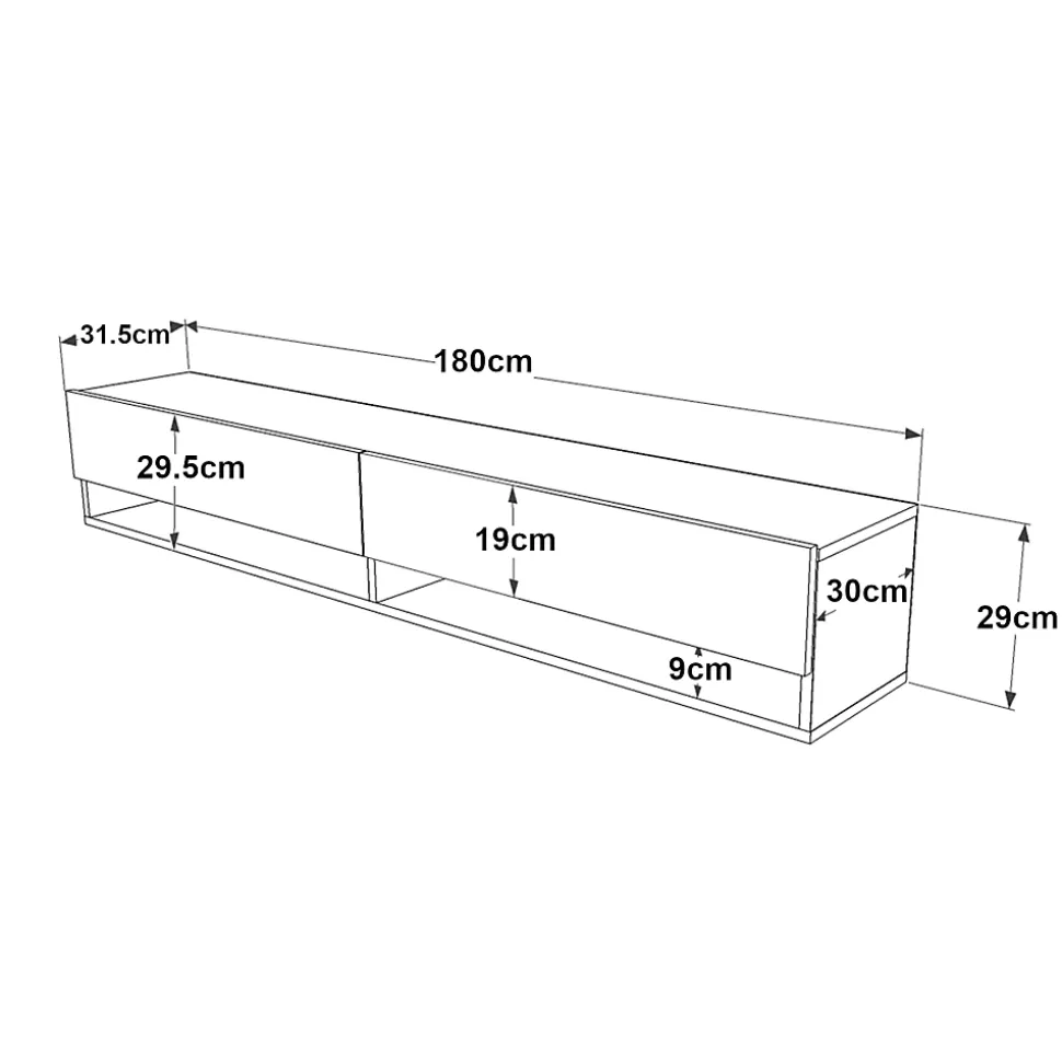 Meuble TV Laitila à 2 portes 29,5 x 180 x 31,5 cm effet bois de pin en.casa