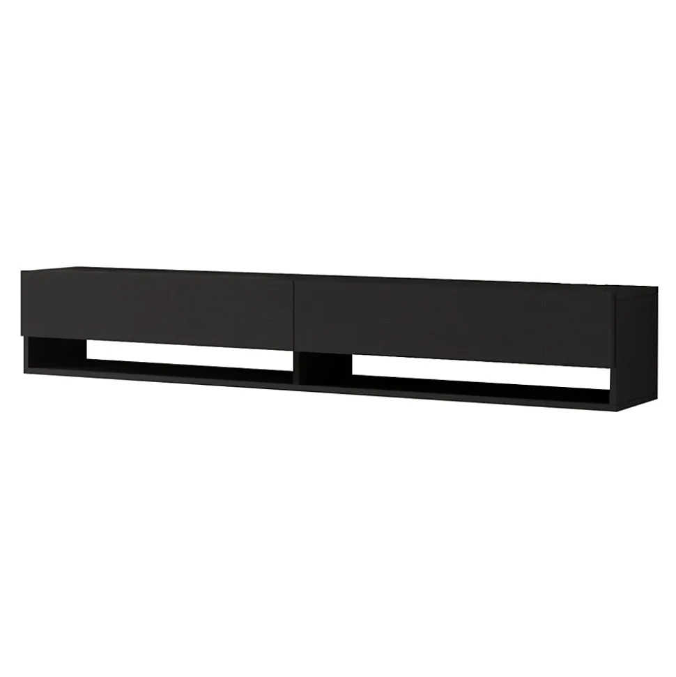 Meuble TV Laitila à 2 portes 29,5 x 180 x 31,5 cm noir en.casa