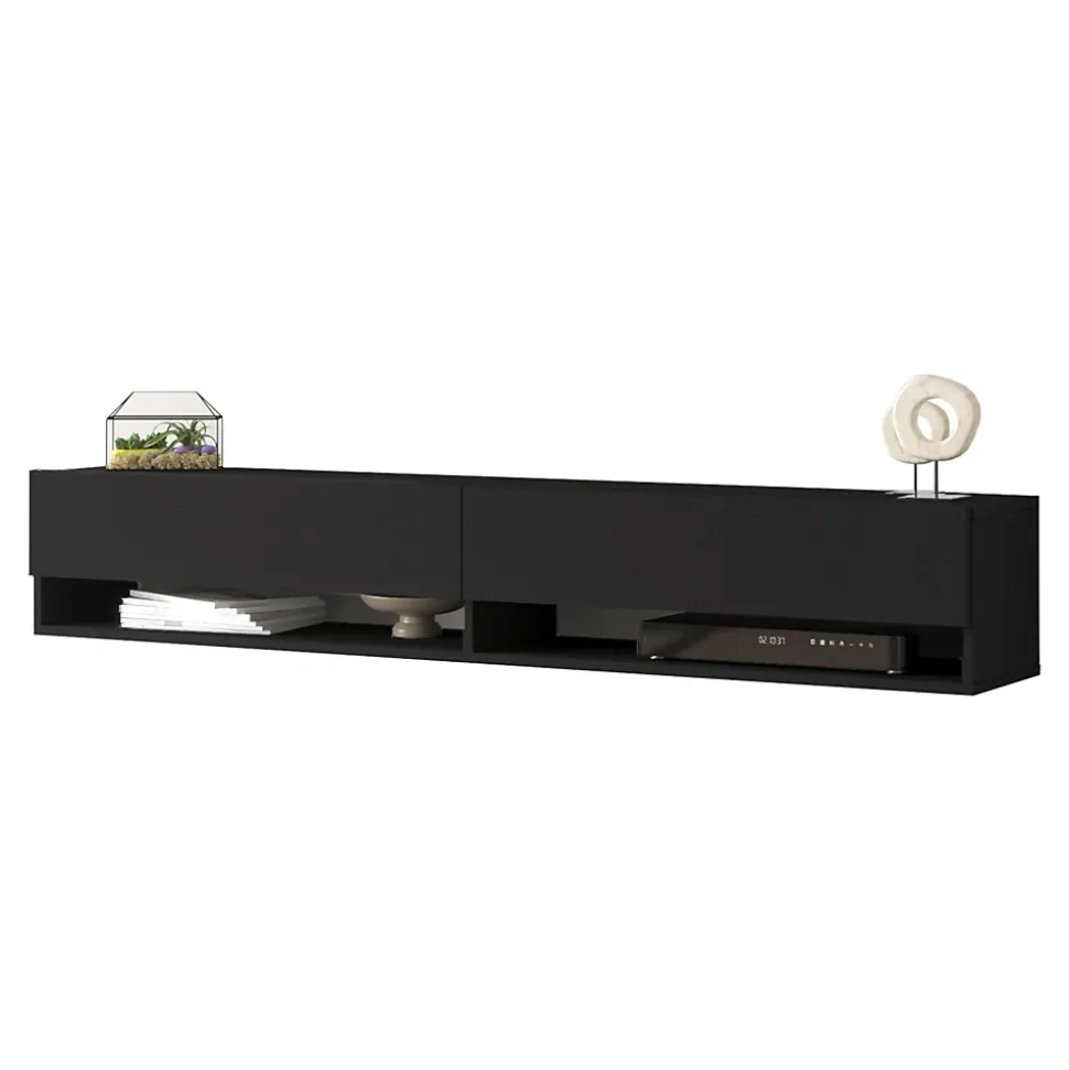 Meuble TV Laitila à 2 portes 29,5 x 180 x 31,5 cm noir en.casa