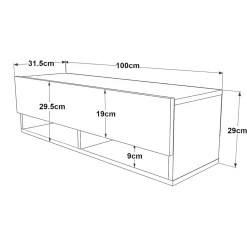 Meuble TV Laitila à porte 29,5 x 100 x 31,5 cm effet bois de pin / anthracite en.casa
