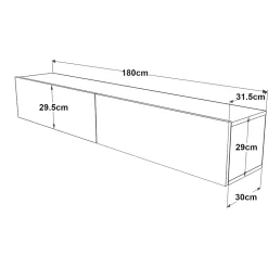 Meuble TV Lapinlahti à 2 portes 29,5 x 180 x 31,5 cm effet bois de pin / blanc en.casa