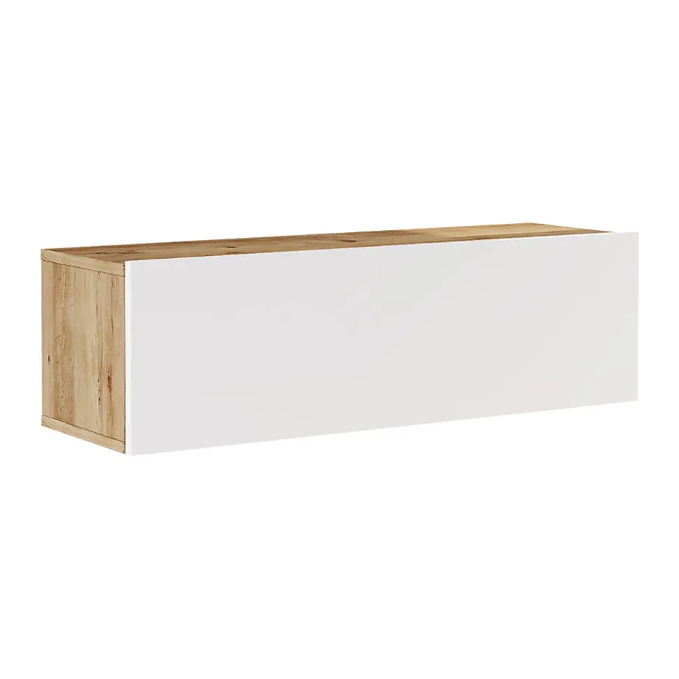 Meuble TV Lapinlahti à porte 29,5 x 100 x 31,5 cm effet bois de pin / blanc en.casa