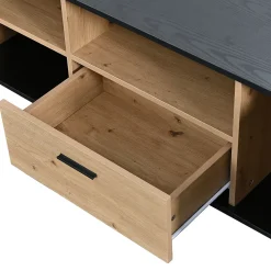 Meuble TV LED Avec 3 Portes, 2 Compartiments Ouverts Et 1 Tiroir Pour Salon, Chambre