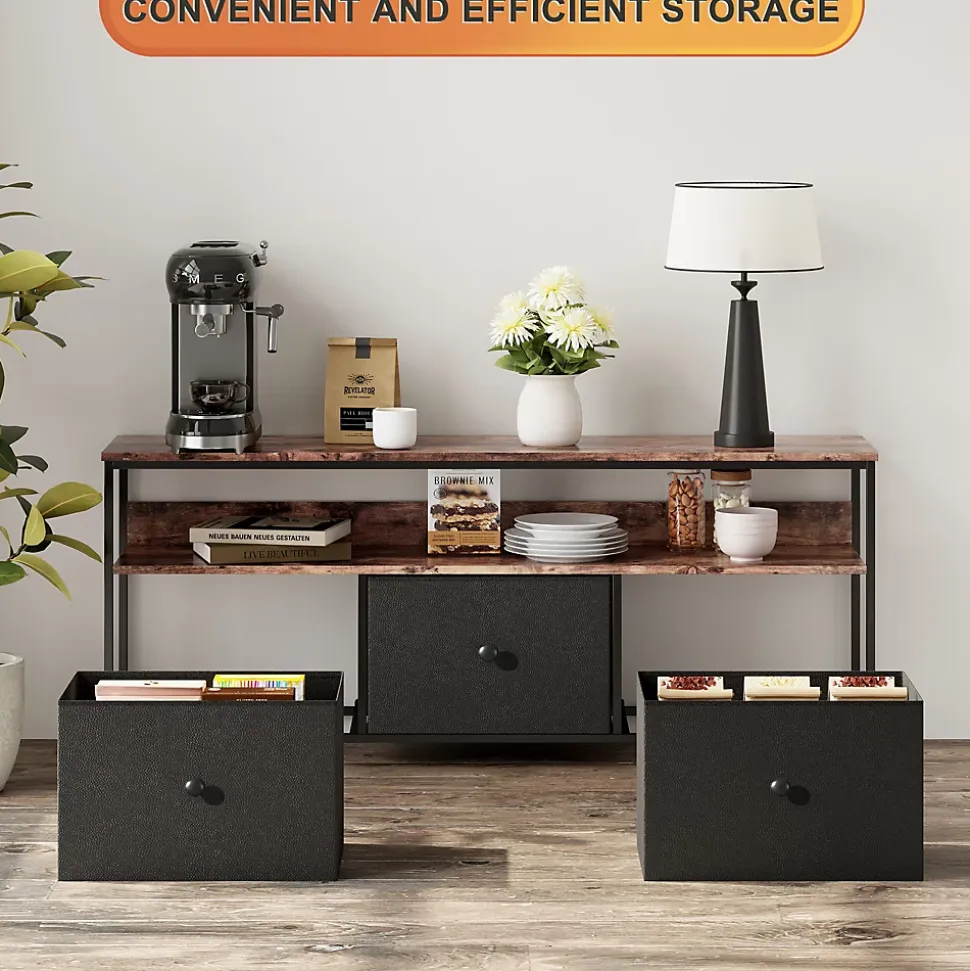 Meuble TV LED moderne, bois, 3 tiroirs, motif tissu noir, tablette rangement, pieds réglables, 137x29.8x78 cm, Noir