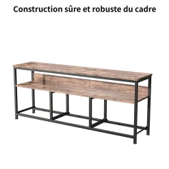 Meuble TV LED moderne, bois, 3 tiroirs, motif tissu noir, tablette rangement, pieds réglables, 108x29.8x78 cm, Naturelle