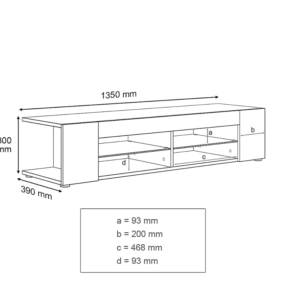 Meuble TV LED SIRHONA Moderne Demi-ouvert Placer Space+Verre Stratifiée+Noir+150cm