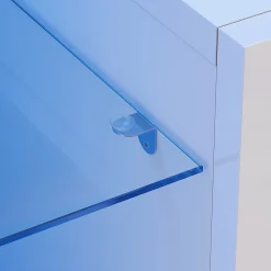 Meuble TV LED SIRHONA Rangement Moderne Sans Poignées + Etagères en Verre + Blanc +140 cm
