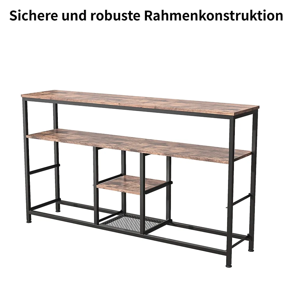 Meuble TV LED 137x30x78cm - 4 tiroirs, 2 compartiments et étagère - tissu cuir et métal noir - Noir