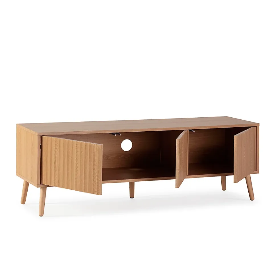 Meuble TV Lluvia 3 portes chêne, longueur 130 cm