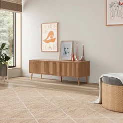 Meuble TV Lluvia 3 portes chêne, longueur 130 cm