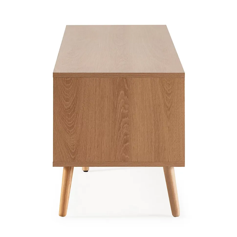 Meuble TV Lluvia 4 portes, coloris chêne, longueur 160 cm