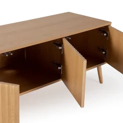 Meuble TV Lluvia 4 portes, coloris chêne, longueur 160 cm