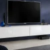 Meuble TV Loreto Komodee - Blanc Brillant et Blanc - Facades en Brillant - 200 x 30 x 41 cm