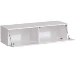 Meuble TV Loreto Komodee - Blanc Brillant et Blanc - Facades en Brillant - 200 x 30 x 41 cm