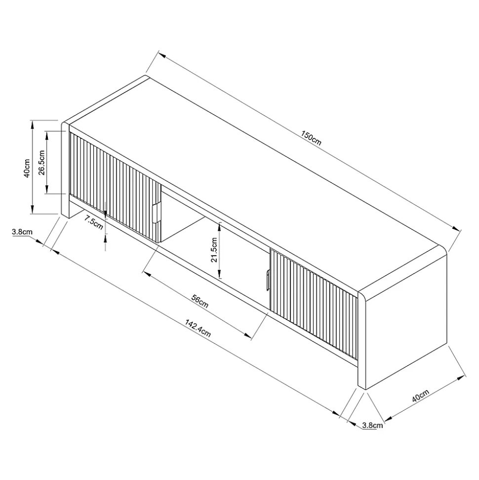 Meuble TV Lukkodso 150 x 40 x 40 cm effet chêne en.casa