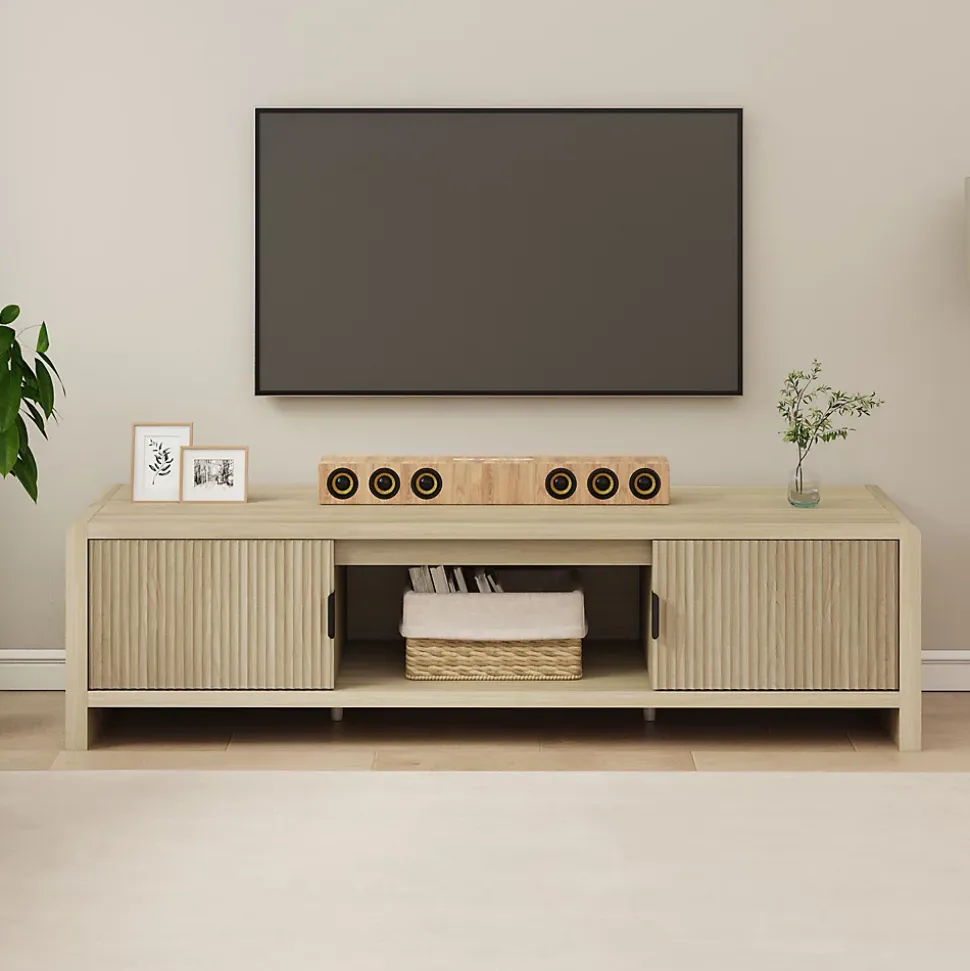 Meuble TV Lukkodso 150 x 40 x 40 cm effet chêne en.casa