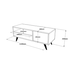 Meuble TV Max, Buffet de salon, Armoire basse pour TV, Base murale de rangement, 110x40h44 cm, Chêne